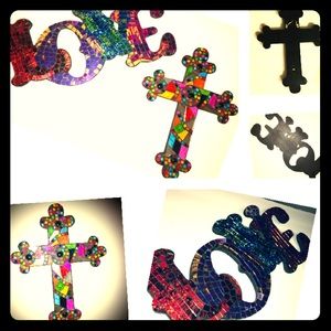 BOTH! "Love" & Cross Textile Wall Art SET